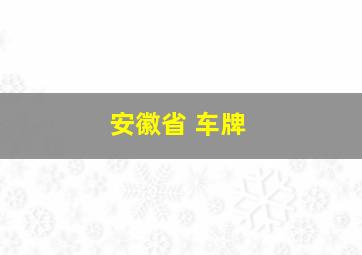 安徽省 车牌